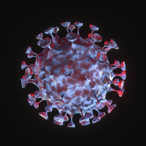 Virus de la couronne dispersés avec fond sombre, rendu 3d
 - Photo, image