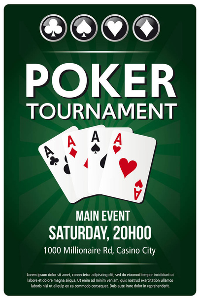 Casino Poker Turnaj zelené pozadí plakát - Vektor, obrázek