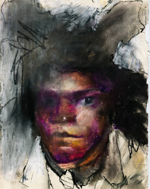 Dark skinned man portrait hand drawn creative illustration - Photo, Image
