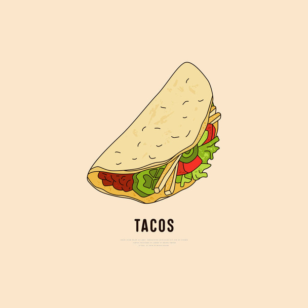 Σχεδιασμός ετικέτας για μεξικάνικο εστιατόριο τροφίμων - Διάνυσμα, εικόνα