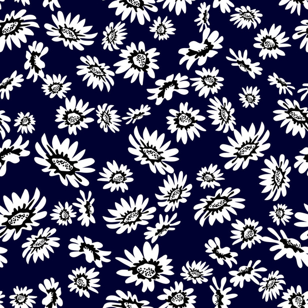 Floral print with abstract chamomiles.  - Vector, imagen
