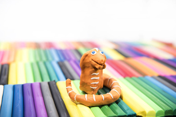 Play clay Animals. Cobra on colored background. - Fotoğraf, Görsel