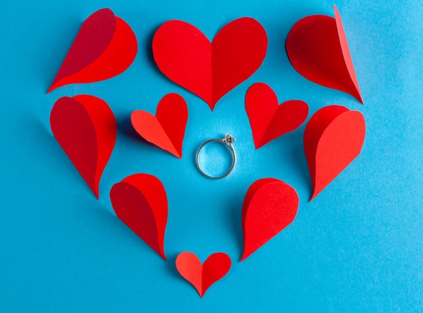 Love and Valentine's Day concept. Gift rings beloved. - Photo, Image