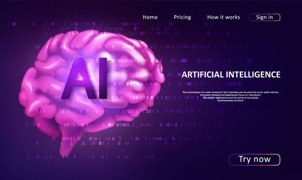 Artificial Intelligence landing page  - Vector, Image