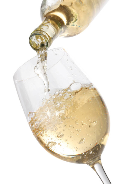 champagne in glass isolated on white - Fotoğraf, Görsel