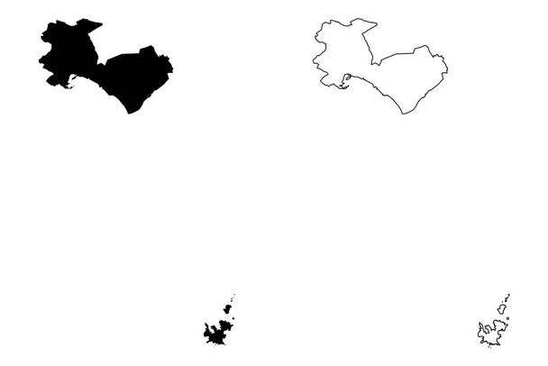 Palma de Mallorca (Reino de España, Islas Baleares) mapa vector ilustración, boceto garabato Ciudad de Palma mapa
 - Vector, Imagen
