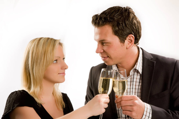 couple in love with glasses of champagne - Φωτογραφία, εικόνα