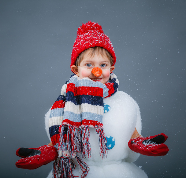 Boy in suit snowman - Foto, imagen
