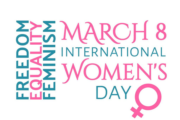 Παγκόσμια Ημέρα της Γυναίκας - 8 Μαρτίου και Ιστορία της Γυναίκας Μήνα έννοια διακοπών. Πρότυπο για φόντο, banner, κάρτα, αφίσα με επιγραφή κειμένου. Εικονογράφηση διανύσματος Eps10. - Διάνυσμα, εικόνα
