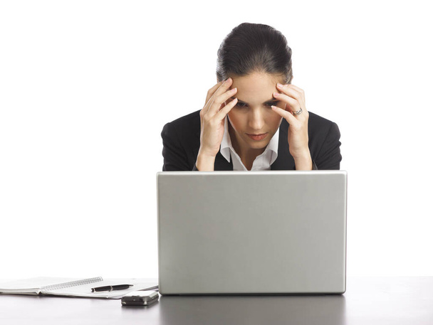 Young Businesswoman depressed looking at laptop 3 - Valokuva, kuva