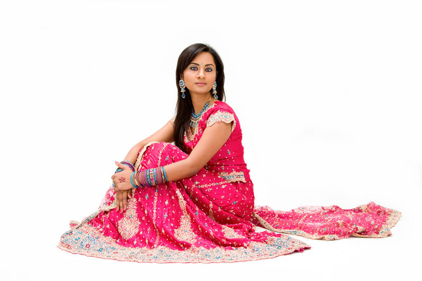 Beautiful Bangali bride sitting - 写真・画像