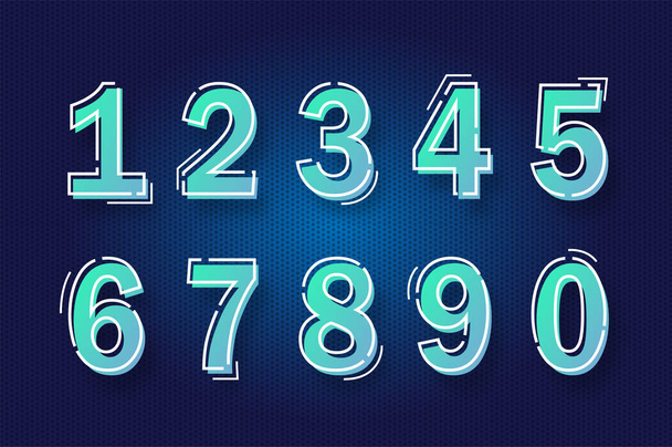 Fashion modern gradient alphabet number paper cut style - Vecteur, image