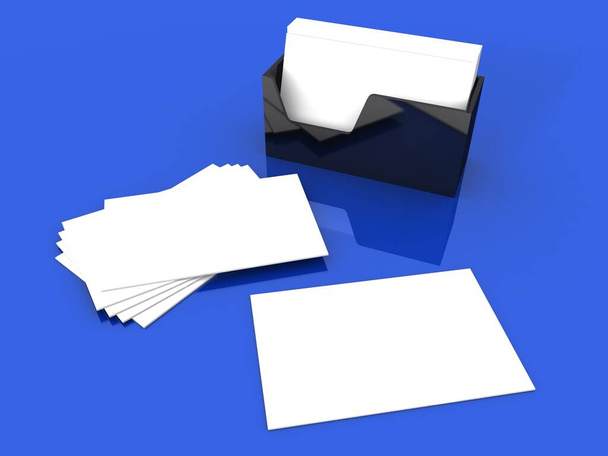 blank business cards white on blue - Фото, изображение
