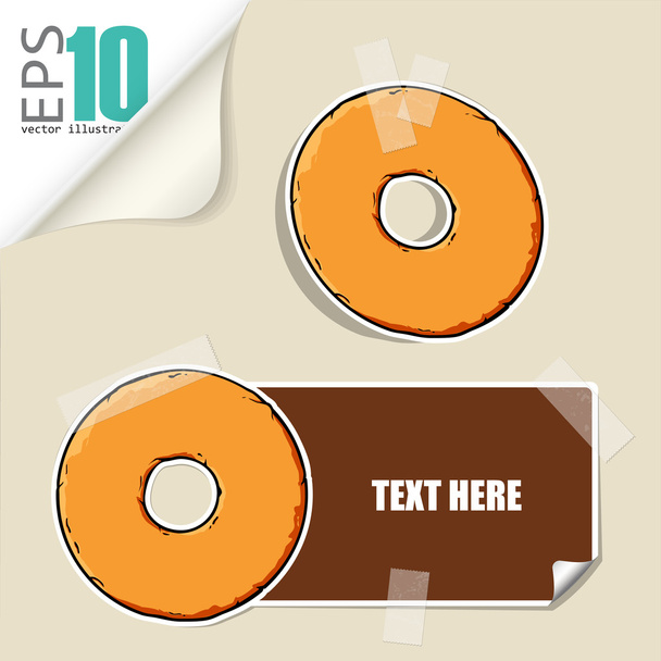 Set of vector message cards with cartoon donuts - Vector, Imagen