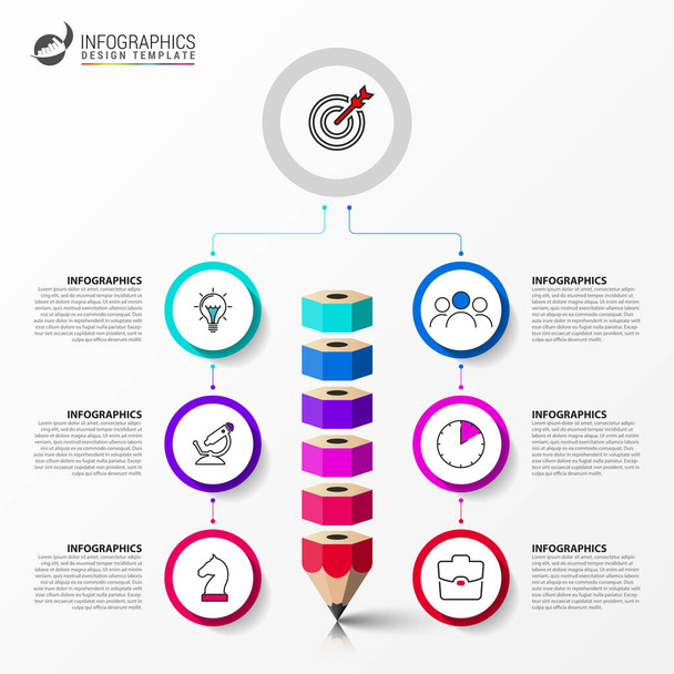 Infographic design template. Creative concept with 6 steps - Vetor, Imagem