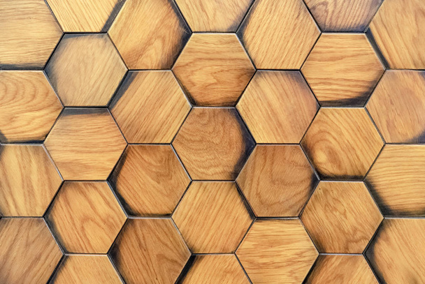 Wooden wall panel with 3D effect. Volumetric texture of oak. - Fotografie, Obrázek