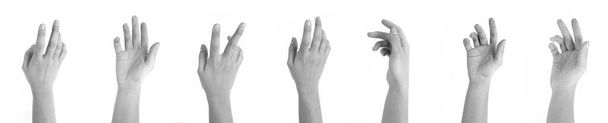 mains de la femme à la peau claire sur fond blanc avec différentes postures photos jointes
 - Photo, image