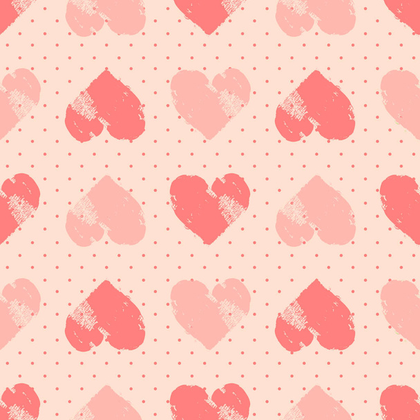 Hearts seamless vintage vector pattern - Vector, imagen