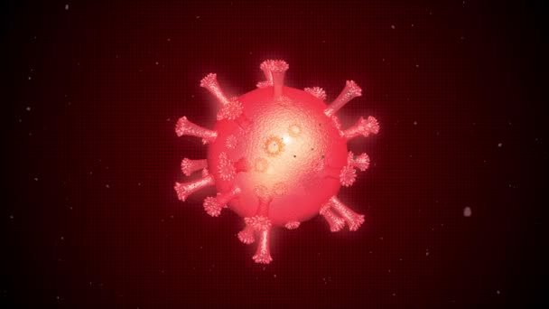 Kırmızı arkaplanda kırmızı koronavirüs molekülü. Coronavirus ncov romanı Coronavirus konsept hareket arka planı. 3D canlandırma canlandırması. Coronavirus tehlikeli grip - Video, Çekim