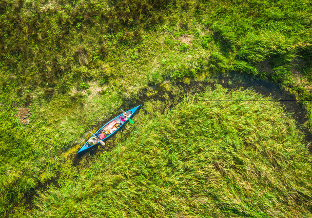 Kayak in a narrow meander of the delta - 写真・画像