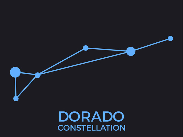 Dorado constellation. Stars in the night sky. Cluster of stars and galaxies. Constellation of blue on a black background. Vector illustration - Vektör, Görsel