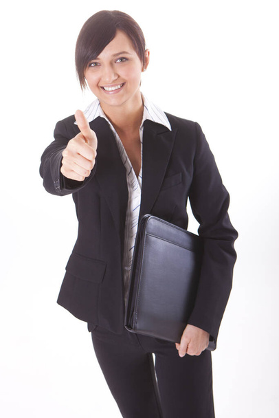 young business woman showing thumbs up - Φωτογραφία, εικόνα