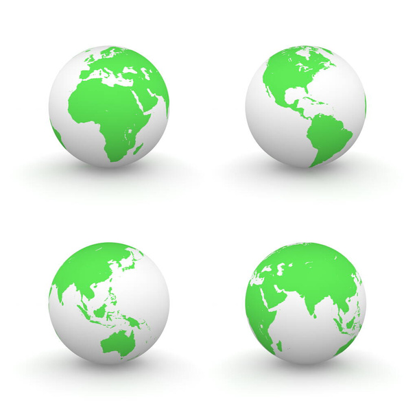 3D Globes in White and Green - Foto, immagini