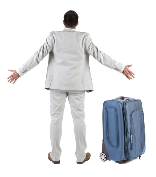 Businessman traveling with suitcase - Fotoğraf, Görsel