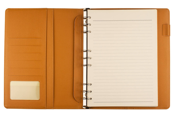 ανοικτή ατζέντα σημειωματάριο σε λευκό - Φωτογραφία, εικόνα