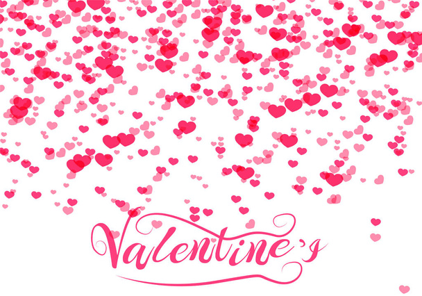 Hearts background, Valentine Day falling heart pink confetti - Διάνυσμα, εικόνα