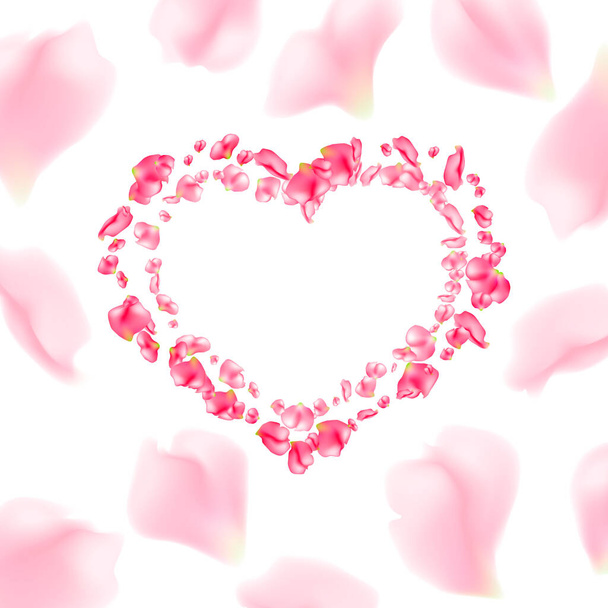 Rose petals heart for valentine's day - Vector, Image