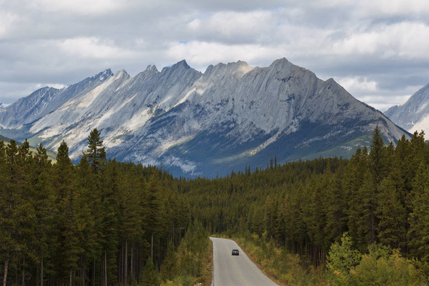 Maligne Road and Colin Range, Jasper National Park, Alberta, Canada - Foto, Bild