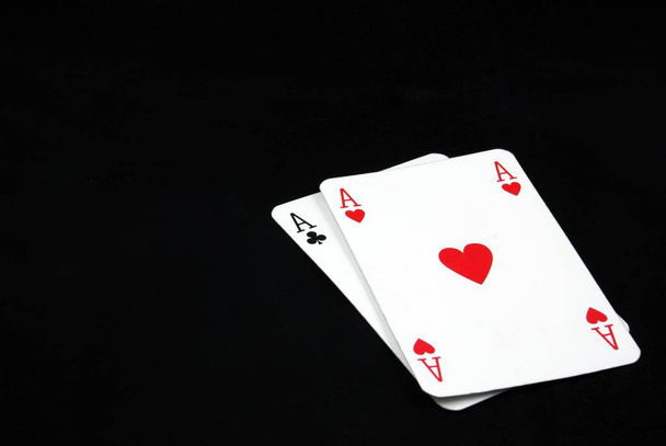 Pair of aces isolated on black - Foto, Imagem