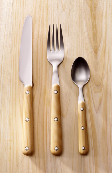 Cutlery on wood#2 - Foto, Bild