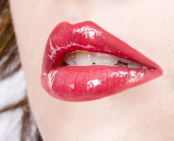 image of a close up of provocative sensual female lips - Foto, imagen