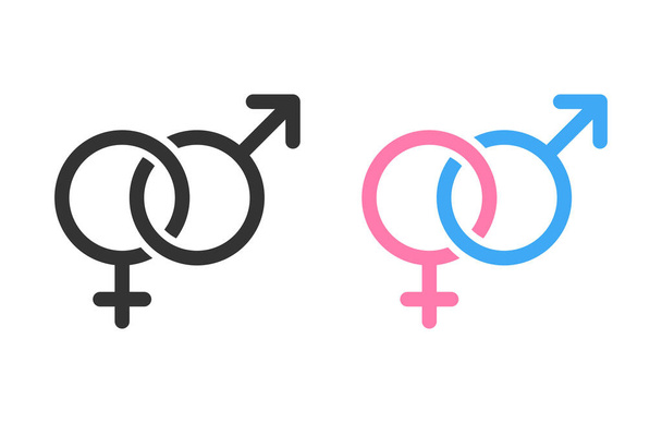 Gender Icon trendikäs tasainen tyyli eristetty valkoisella taustalla. Värillinen ja musta sukupuoli symboli Web-sivuston suunnittelu, logo, sovellus, käyttöliittymä. Vektorikuvaus, EPS10
. - Vektori, kuva