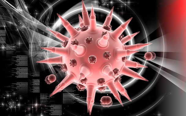 Digital illustration of  Flu virus in colour  background 	 - Foto, Imagem