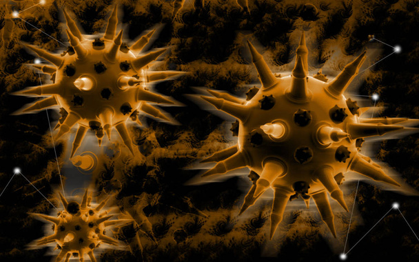 Digital illustration of  Flu virus in colour  background 	 - Foto, immagini