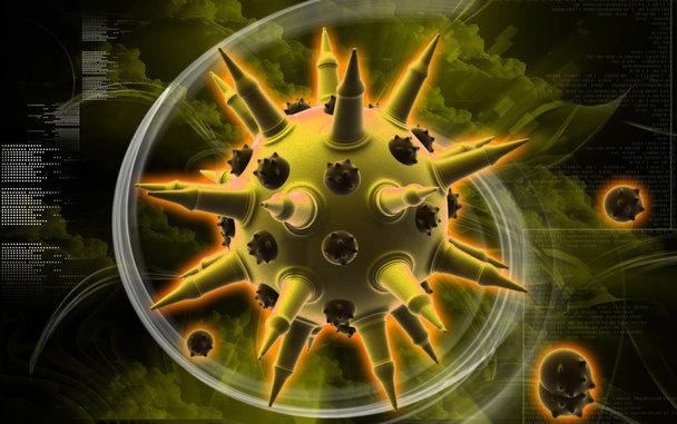 Digital illustration of  Flu virus in colour  background 	 - 写真・画像