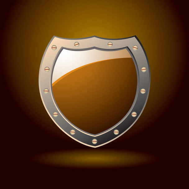 Secure abstract orange shield with spotlight - 写真・画像