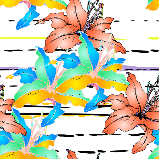Artistic Floral Seamless Pattern.Stripe - Vector, afbeelding
