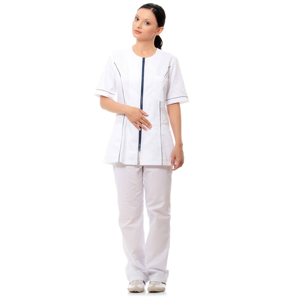 Smiling medical doctor or nurse. Isolated over white background - Foto, imagen