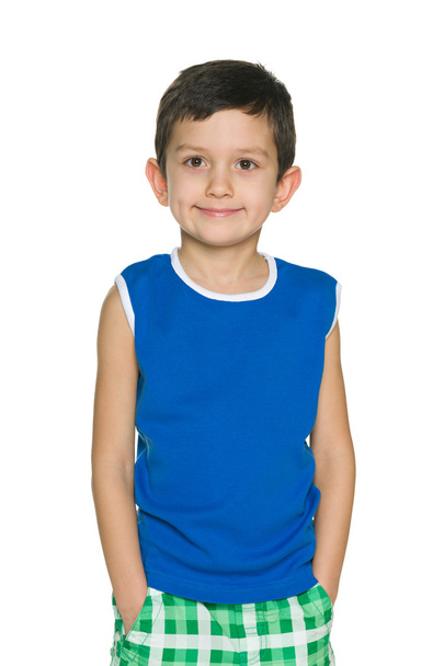 Fashion little boy in blue shirt - Photo, Image