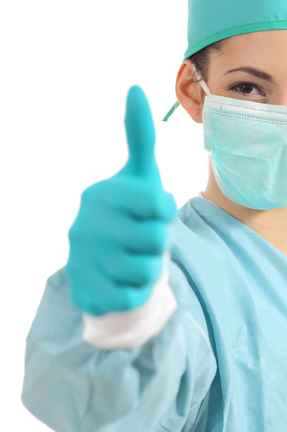 Close up of a surgeon with thumb up - Foto, imagen