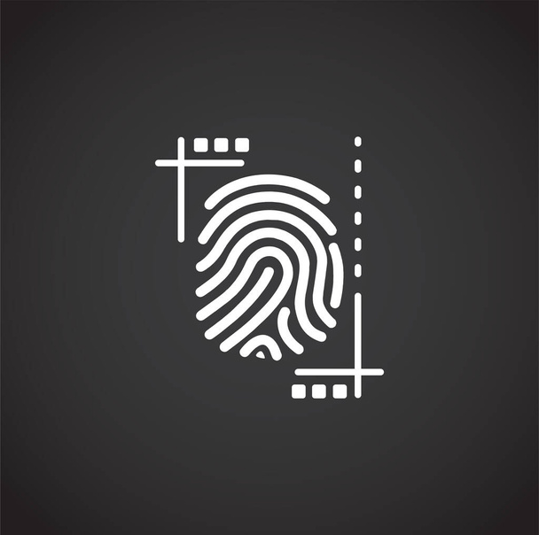 指紋グラフィックやウェブデザインの背景にセキュリティ関連のアイコンを印刷します。Webやモバイルアプリのための創造的なイラストのコンセプトシンボル. - ベクター画像