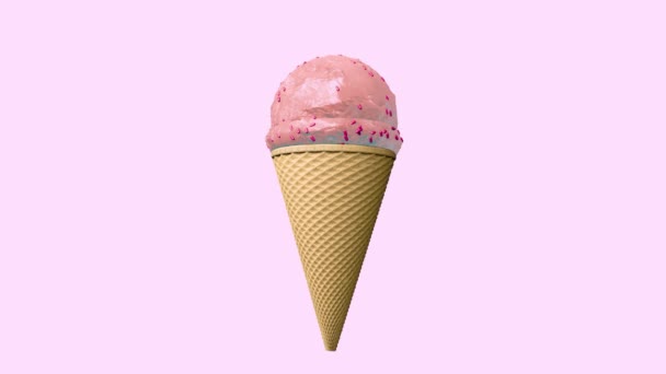 3D animation - Ice cream cone rotating with different colors and flavors - Footage, Video