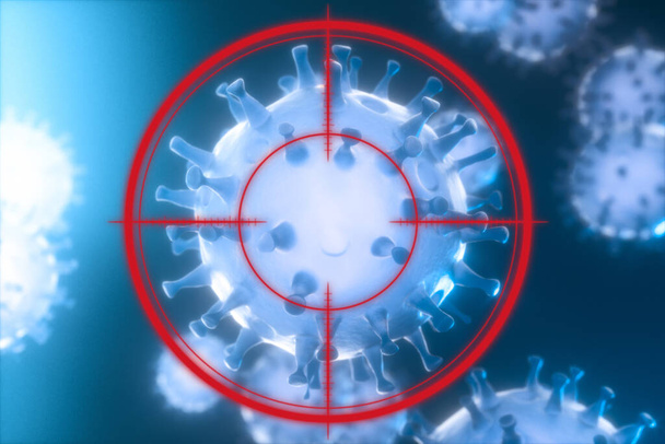 Virus de la couronne dispersés avec cible visée, rendu 3d
 - Photo, image