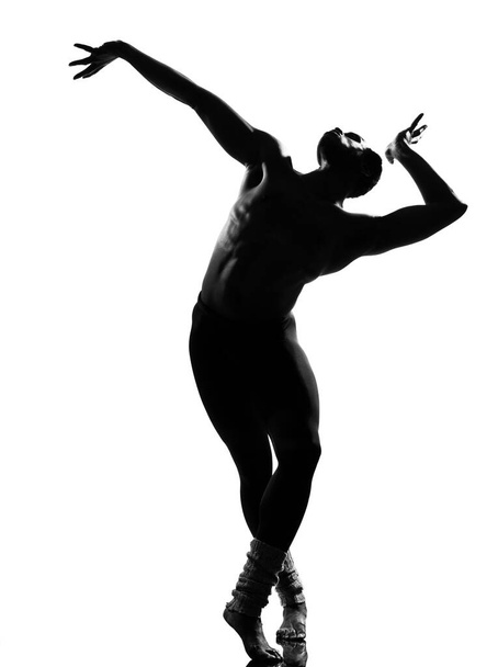 one  african man dancer dancing on studio isolated white background - Photo, image