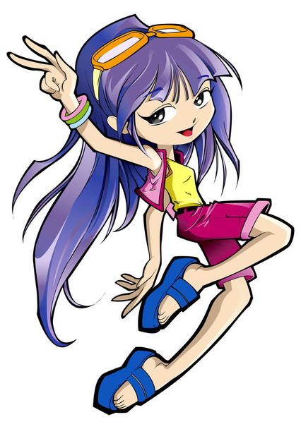 a digitally illustrated cute and colorful teen - Photo, Image