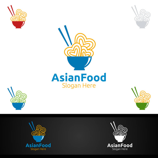 Азійська продовольча система для прийняття їжі або концепції добавок - Вектор, зображення